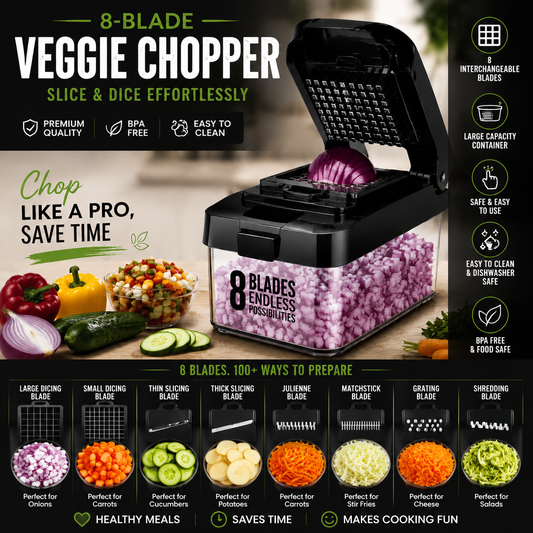 8-Blade Veggie Chopper - Slice & Dice Effortlessly!